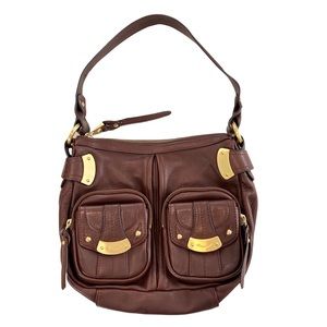 B. Makowsky Chocolate Brown Leather Shoulder Bag